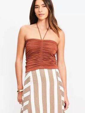 LOFT Shimmer Ruched Halter Top